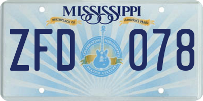 MS license plate ZFD078