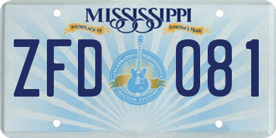 MS license plate ZFD081