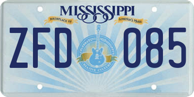 MS license plate ZFD085