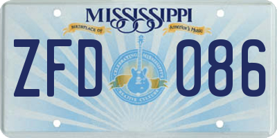 MS license plate ZFD086