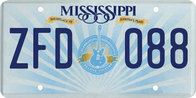 MS license plate ZFD088