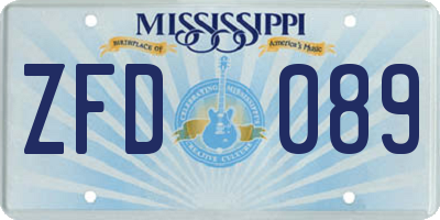 MS license plate ZFD089