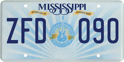 MS license plate ZFD090