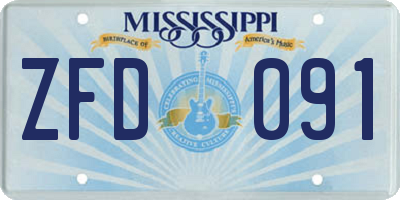 MS license plate ZFD091