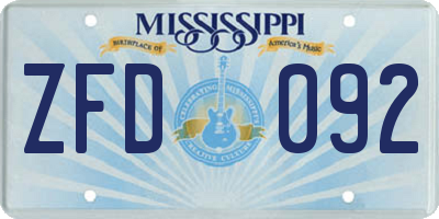 MS license plate ZFD092