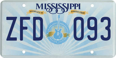 MS license plate ZFD093