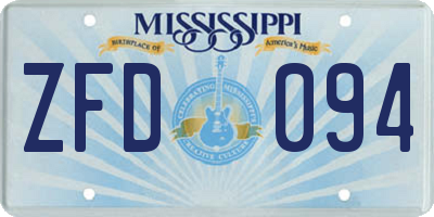 MS license plate ZFD094