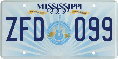 MS license plate ZFD099