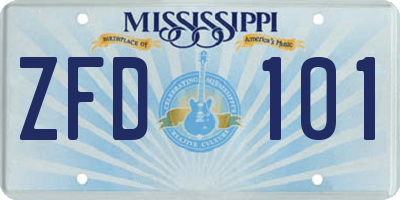 MS license plate ZFD101