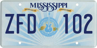 MS license plate ZFD102
