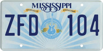 MS license plate ZFD104