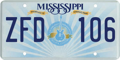 MS license plate ZFD106