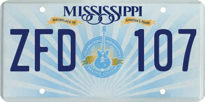 MS license plate ZFD107