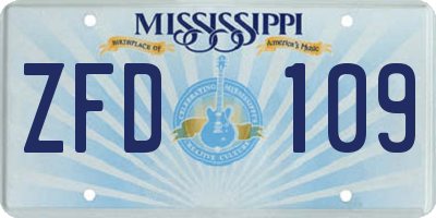 MS license plate ZFD109