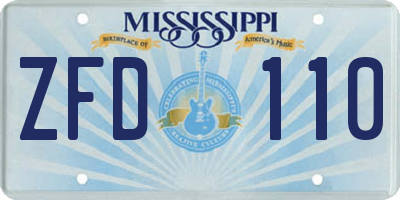 MS license plate ZFD110