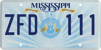 MS license plate ZFD111