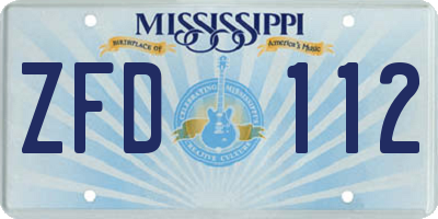 MS license plate ZFD112