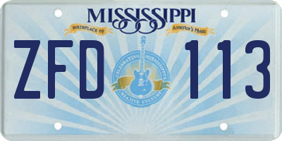 MS license plate ZFD113