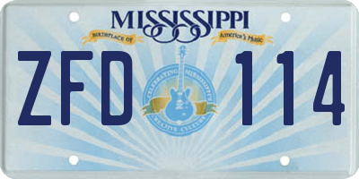 MS license plate ZFD114