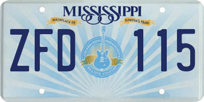 MS license plate ZFD115