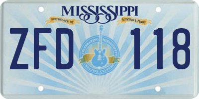 MS license plate ZFD118