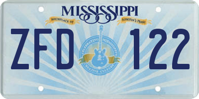 MS license plate ZFD122