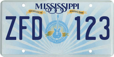 MS license plate ZFD123