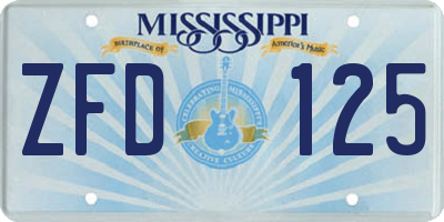 MS license plate ZFD125