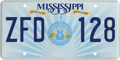 MS license plate ZFD128