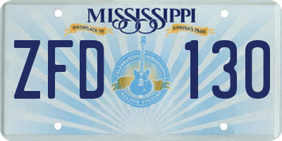 MS license plate ZFD130