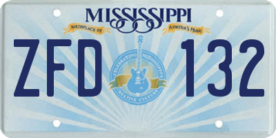 MS license plate ZFD132