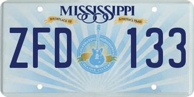 MS license plate ZFD133