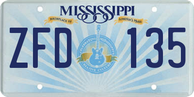 MS license plate ZFD135