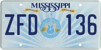 MS license plate ZFD136