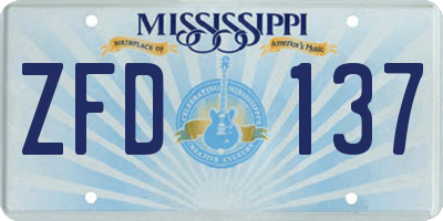 MS license plate ZFD137