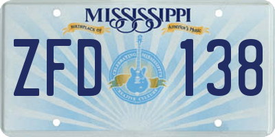 MS license plate ZFD138