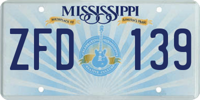 MS license plate ZFD139