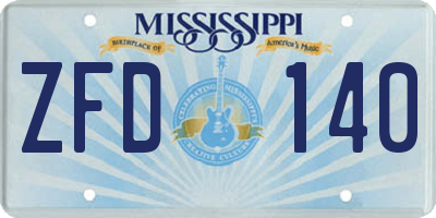 MS license plate ZFD140