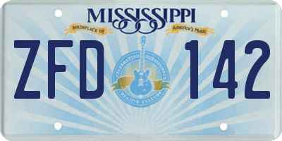 MS license plate ZFD142