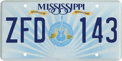MS license plate ZFD143