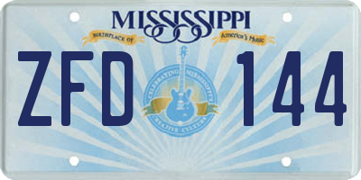 MS license plate ZFD144