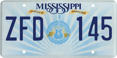MS license plate ZFD145