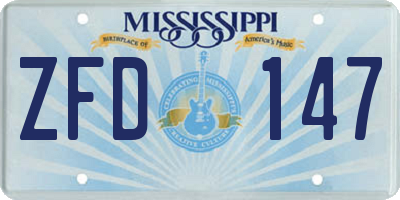 MS license plate ZFD147