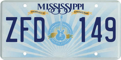MS license plate ZFD149