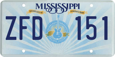 MS license plate ZFD151