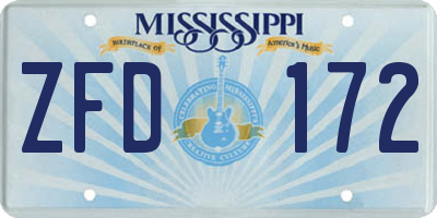 MS license plate ZFD172