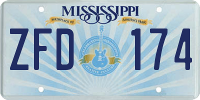 MS license plate ZFD174
