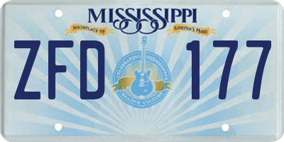 MS license plate ZFD177