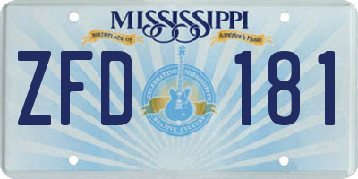 MS license plate ZFD181