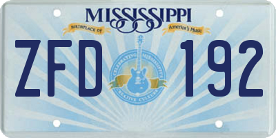 MS license plate ZFD192